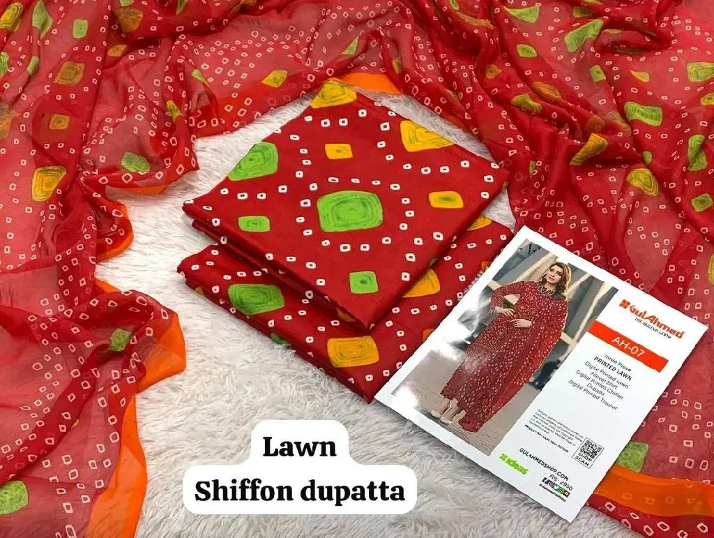 Red Printed Lawn Shirt & Dupatta Set